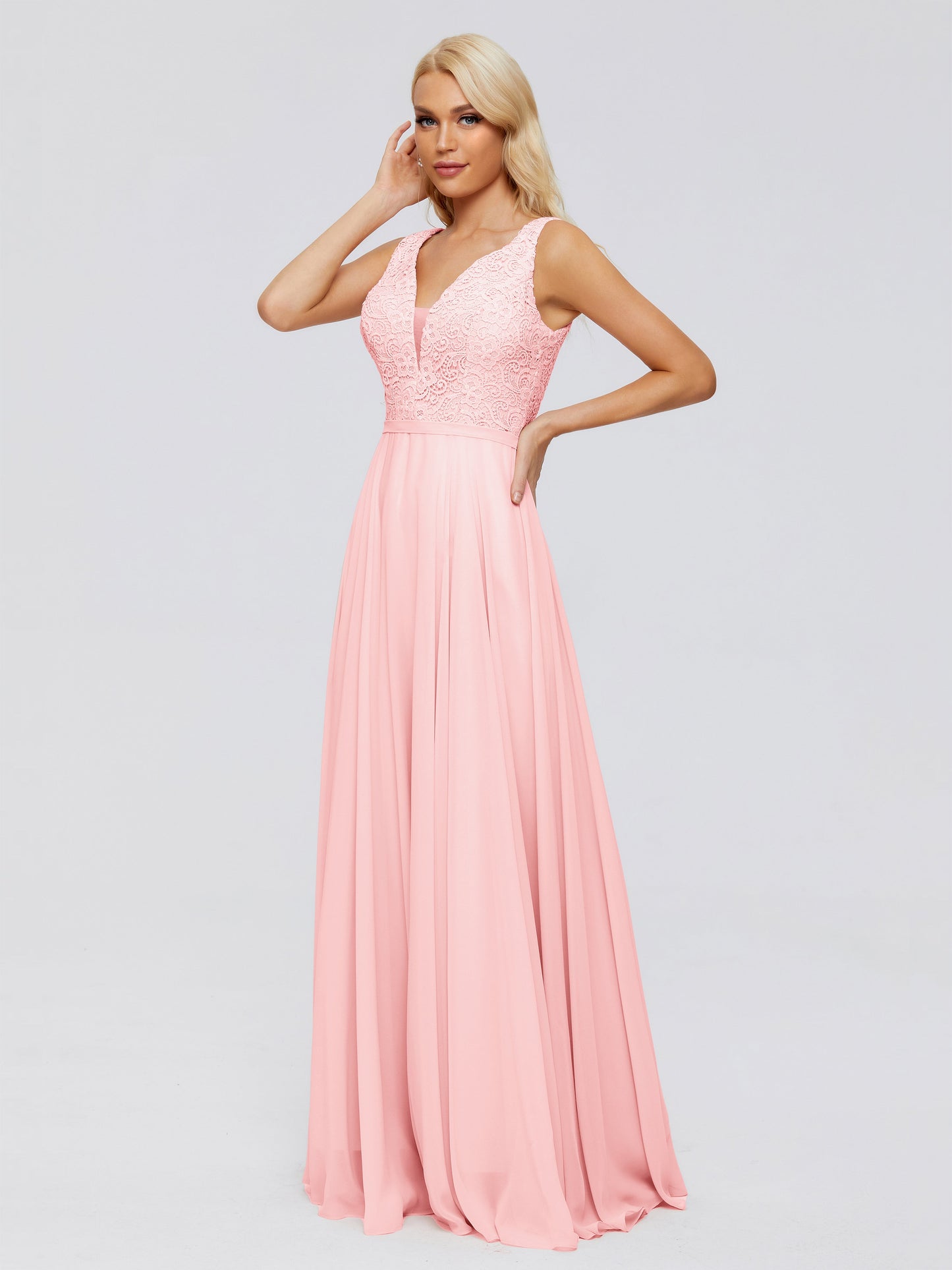 Eliza V Neck Straps Chiffon Bridesmaid Dresses