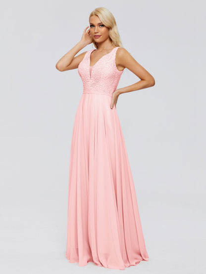 Eliza V Neck Straps Chiffon Bridesmaid Dresses