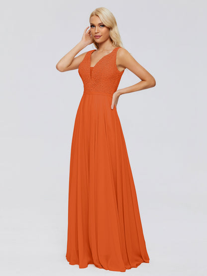 Eliza V Neck Straps Chiffon Bridesmaid Dresses