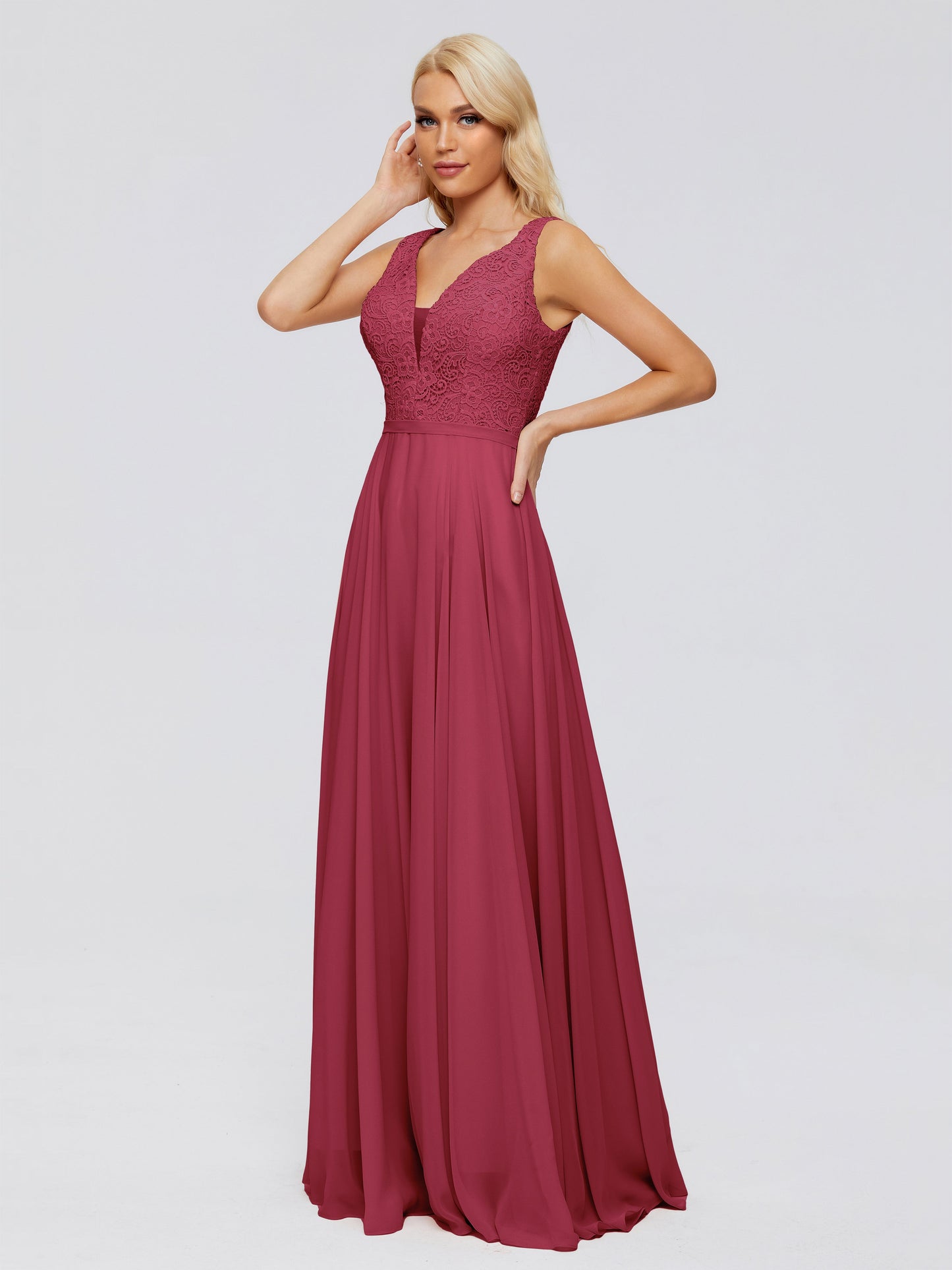 Eliza V Neck Straps Chiffon Bridesmaid Dresses