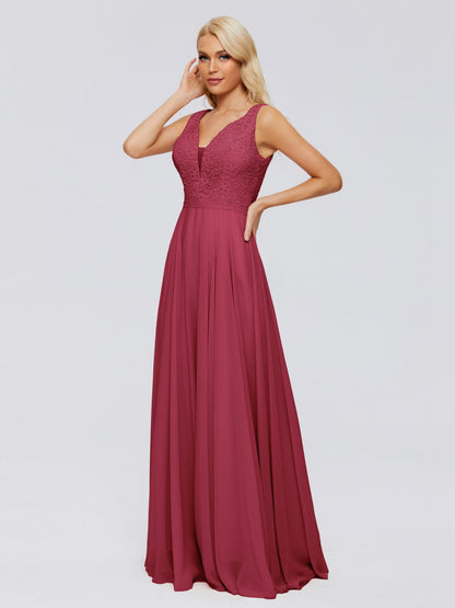 Eliza V Neck Straps Chiffon Bridesmaid Dresses