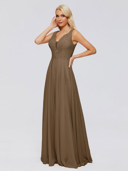 Eliza V Neck Straps Chiffon Bridesmaid Dresses