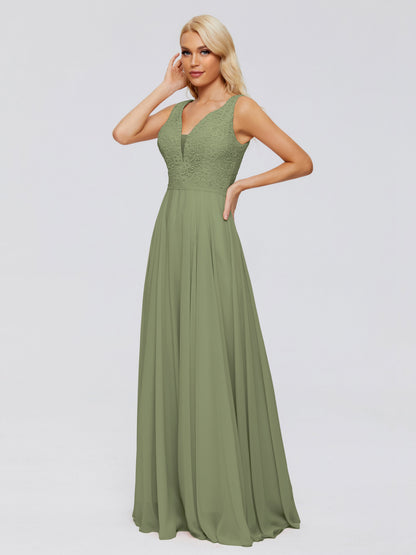 Eliza V Neck Straps Chiffon Bridesmaid Dresses