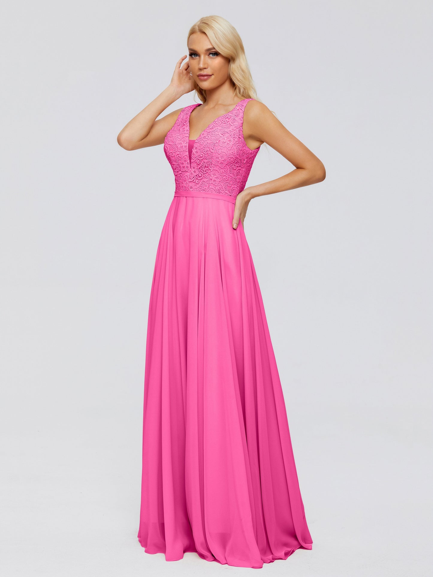 Eliza V Neck Straps Chiffon Bridesmaid Dresses