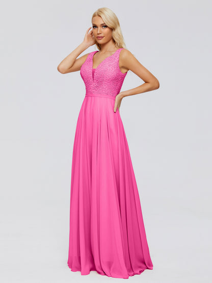 Eliza V Neck Straps Chiffon Bridesmaid Dresses