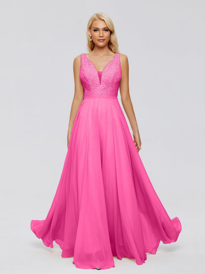 Eliza V Neck Straps Chiffon Bridesmaid Dresses