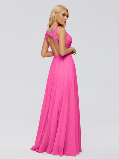 Eliza V Neck Straps Chiffon Bridesmaid Dresses