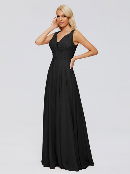 Eliza V Neck Straps Chiffon Bridesmaid Dresses