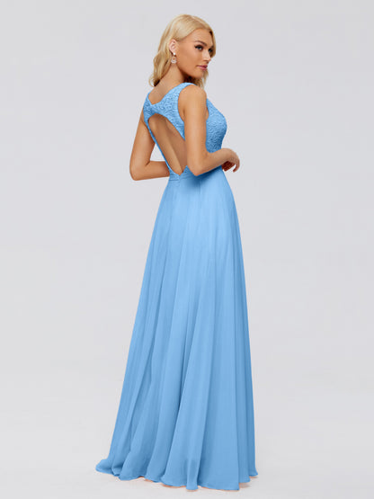 Eliza V Neck Straps Chiffon Bridesmaid Dresses