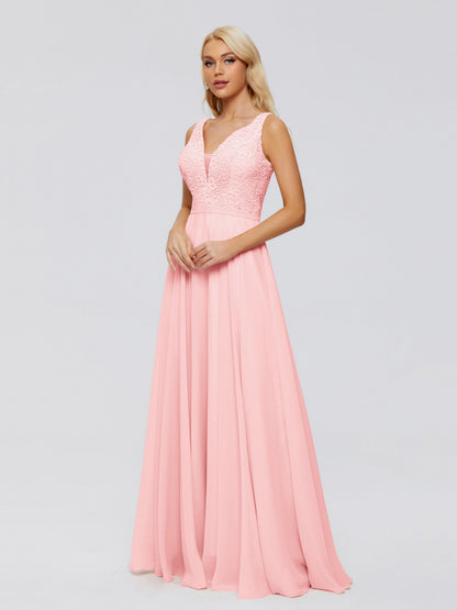 Eliza V Neck Straps Chiffon Bridesmaid Dresses