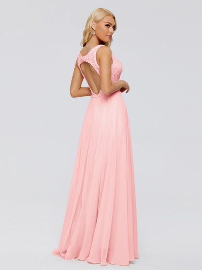 Eliza V Neck Straps Chiffon Bridesmaid Dresses
