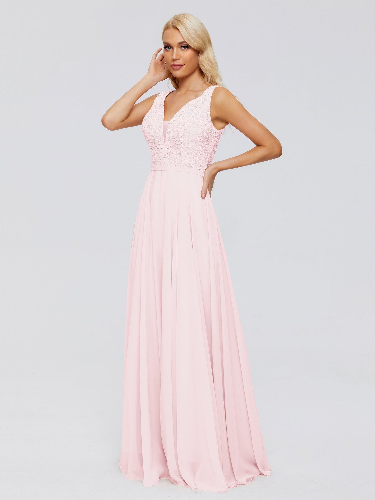 Eliza V Neck Straps Chiffon Bridesmaid Dresses