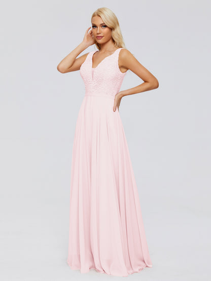 Eliza V Neck Straps Chiffon Bridesmaid Dresses