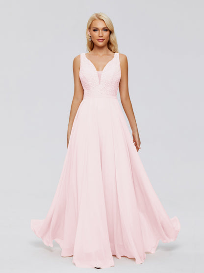 Eliza V Neck Straps Chiffon Bridesmaid Dresses