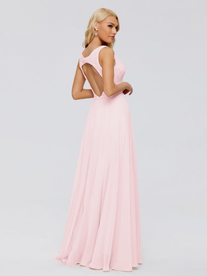 Eliza V Neck Straps Chiffon Bridesmaid Dresses