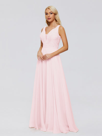 Eliza V Neck Straps Chiffon Bridesmaid Dresses