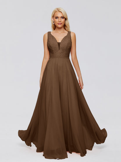 Eliza V Neck Straps Chiffon Bridesmaid Dresses