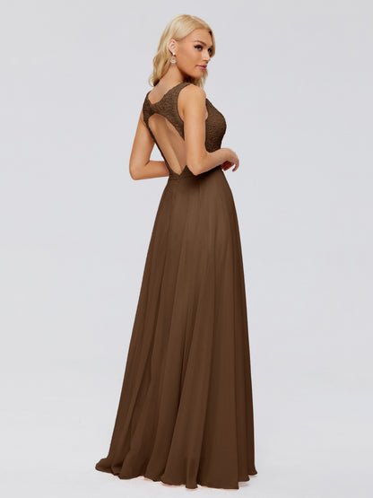 Eliza V Neck Straps Chiffon Bridesmaid Dresses