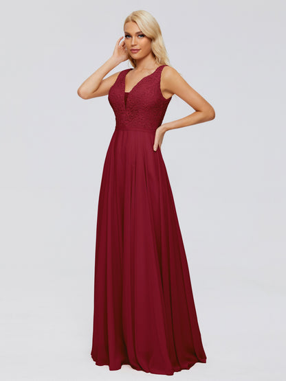 Eliza V Neck Straps Chiffon Bridesmaid Dresses