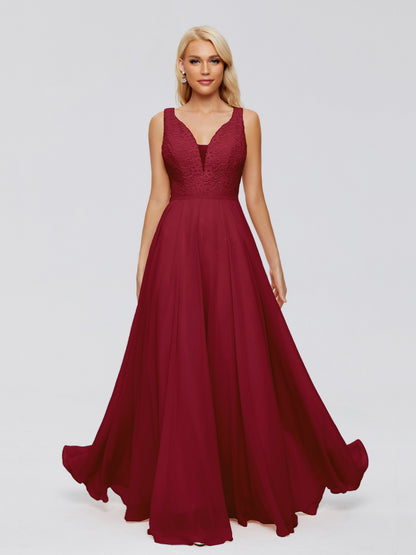 Eliza V Neck Straps Chiffon Bridesmaid Dresses
