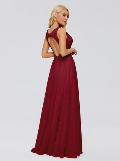 Eliza V Neck Straps Chiffon Bridesmaid Dresses