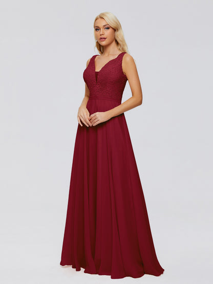Eliza V Neck Straps Chiffon Bridesmaid Dresses