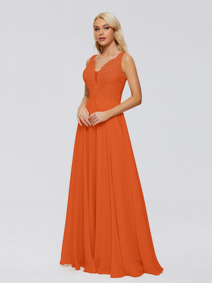 Eliza V Neck Straps Chiffon Bridesmaid Dresses