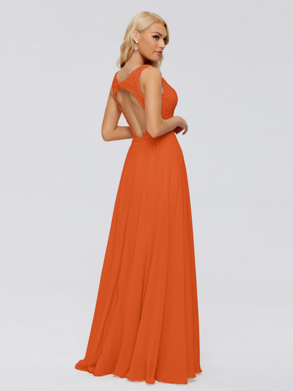 Eliza V Neck Straps Chiffon Bridesmaid Dresses