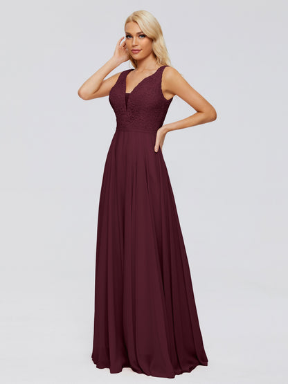 Eliza V Neck Straps Chiffon Bridesmaid Dresses