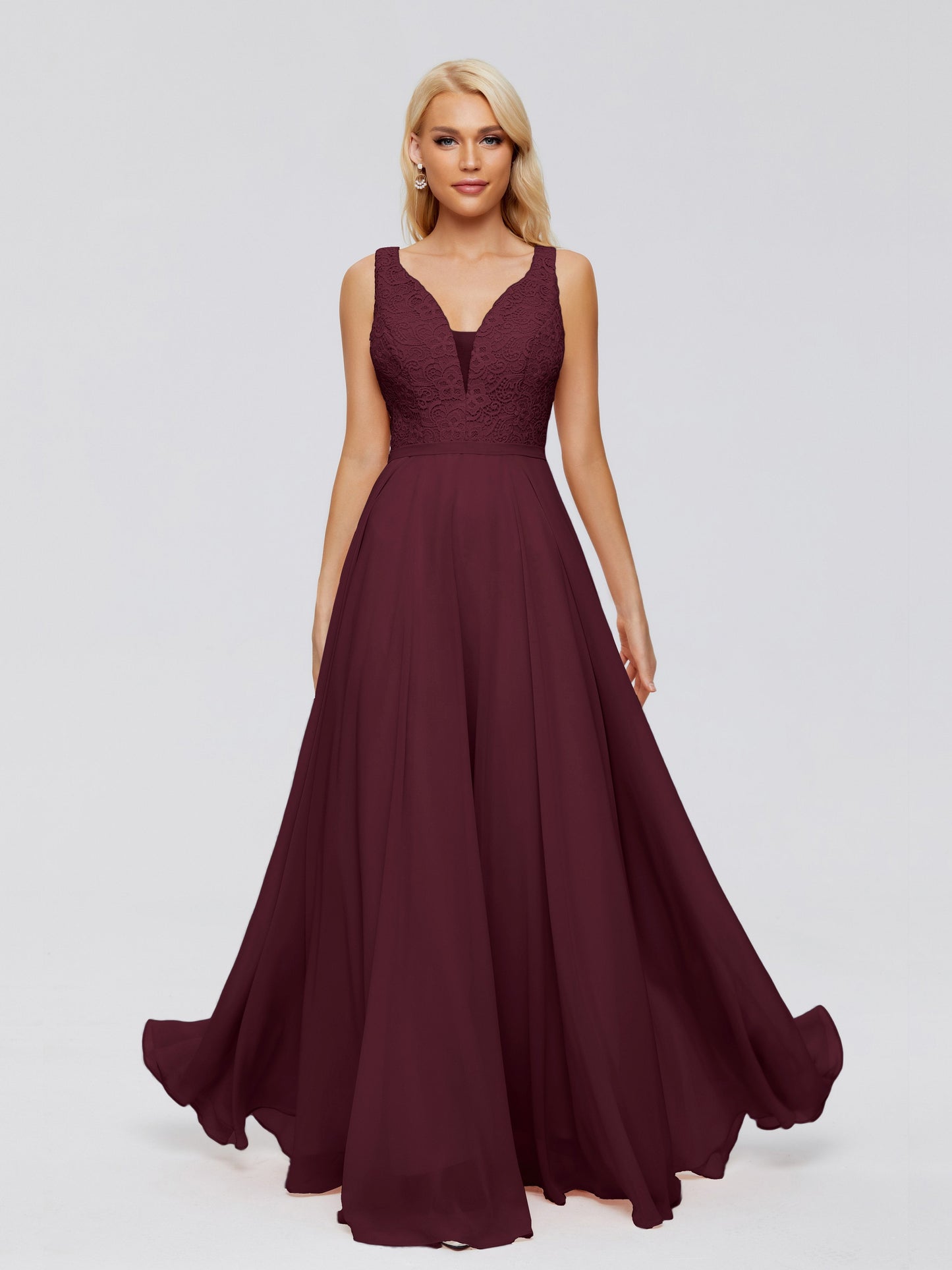 Eliza V Neck Straps Chiffon Bridesmaid Dresses