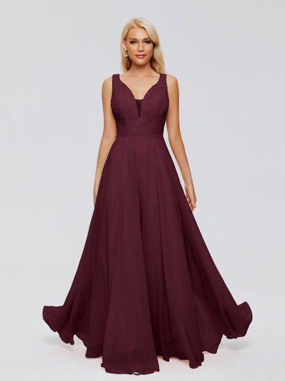 Eliza V Neck Straps Chiffon Bridesmaid Dresses