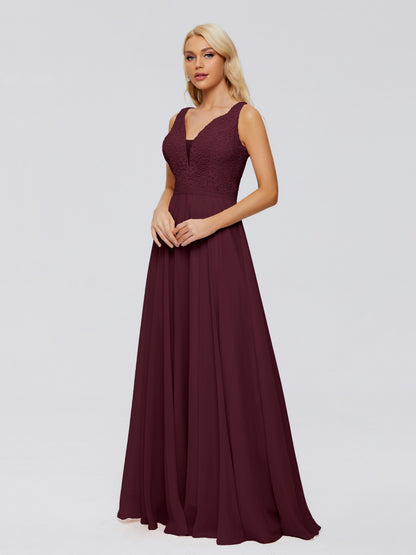 Eliza V Neck Straps Chiffon Bridesmaid Dresses