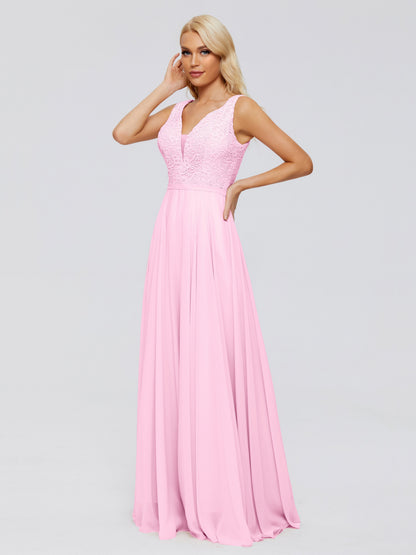 Eliza V Neck Straps Chiffon Bridesmaid Dresses