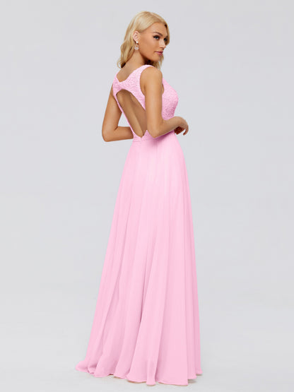 Eliza V Neck Straps Chiffon Bridesmaid Dresses