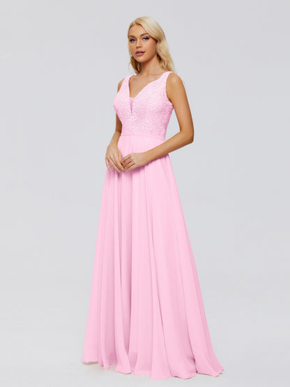 Eliza V Neck Straps Chiffon Bridesmaid Dresses