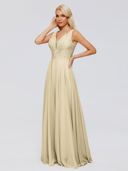Eliza V Neck Straps Chiffon Bridesmaid Dresses