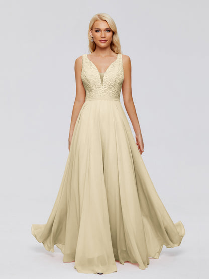 Eliza V Neck Straps Chiffon Bridesmaid Dresses