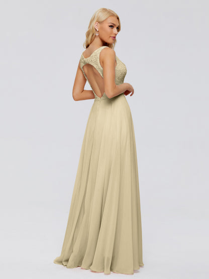 Eliza V Neck Straps Chiffon Bridesmaid Dresses