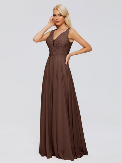 Eliza V Neck Straps Chiffon Bridesmaid Dresses