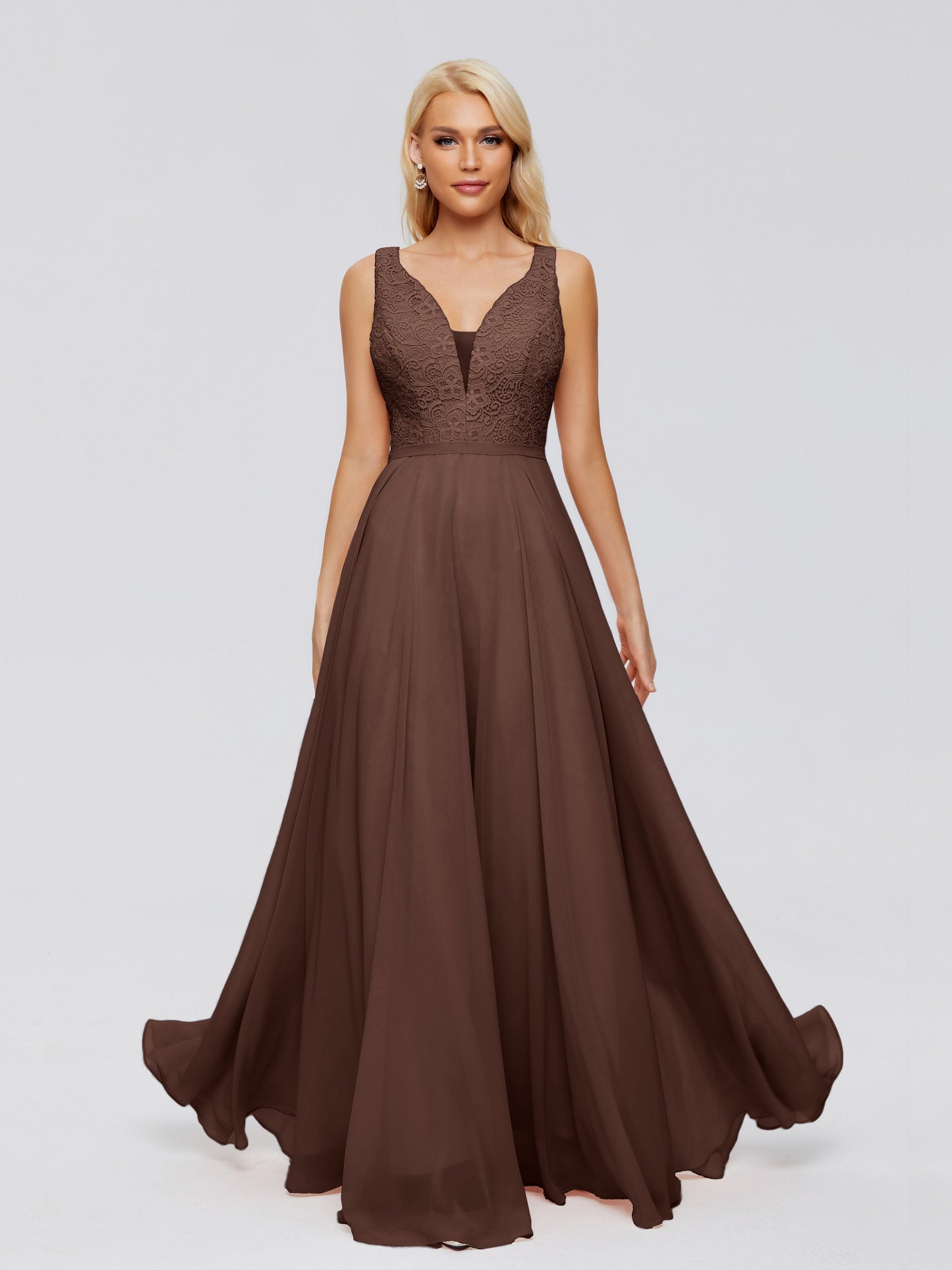 Eliza V Neck Straps Chiffon Bridesmaid Dresses