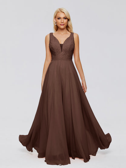 Eliza V Neck Straps Chiffon Bridesmaid Dresses