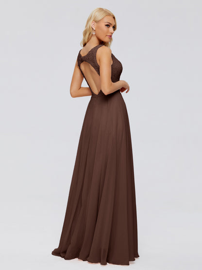 Eliza V Neck Straps Chiffon Bridesmaid Dresses