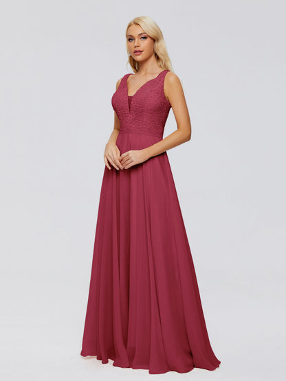 Eliza V Neck Straps Chiffon Bridesmaid Dresses