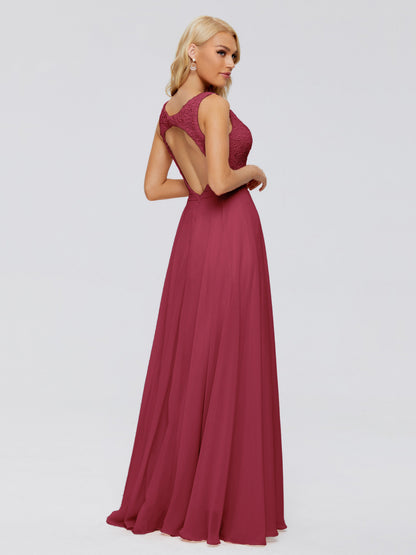Eliza V Neck Straps Chiffon Bridesmaid Dresses