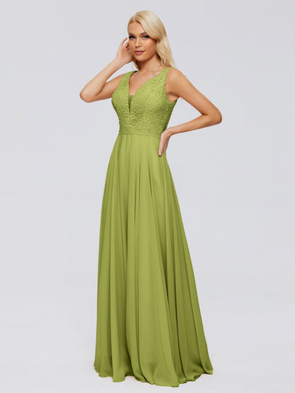 Eliza V Neck Straps Chiffon Bridesmaid Dresses