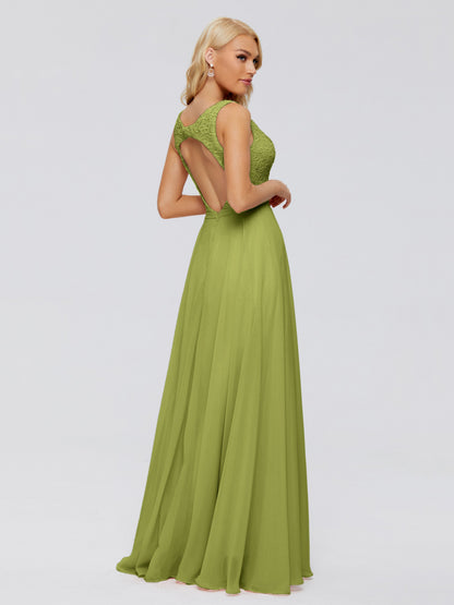 Eliza V Neck Straps Chiffon Bridesmaid Dresses