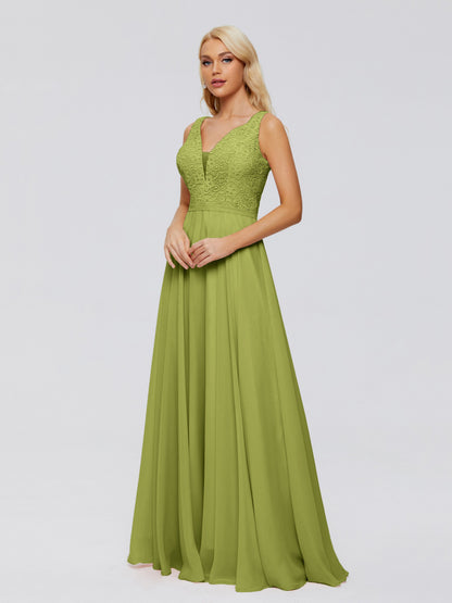 Eliza V Neck Straps Chiffon Bridesmaid Dresses
