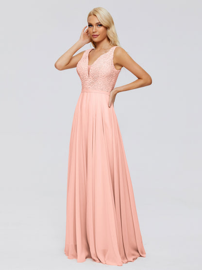 Eliza V Neck Straps Chiffon Bridesmaid Dresses