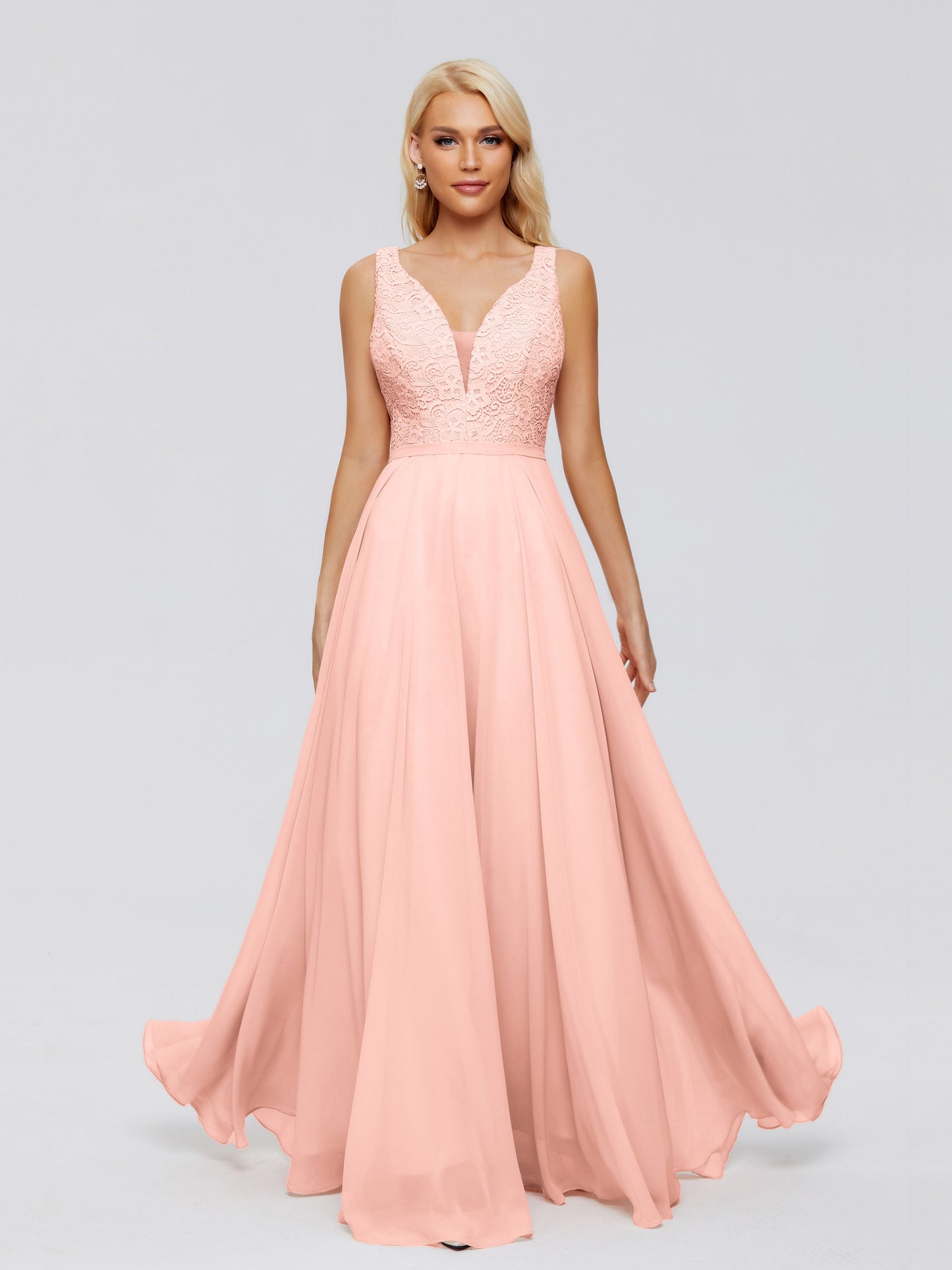 Eliza V Neck Straps Chiffon Bridesmaid Dresses