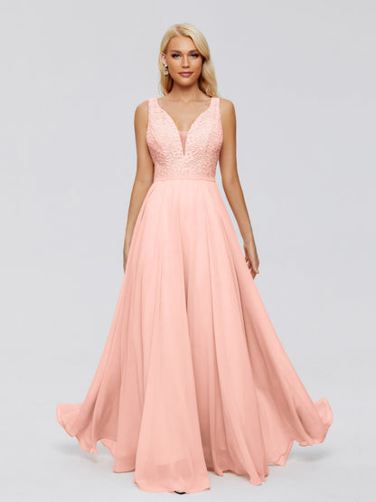 Eliza V Neck Straps Chiffon Bridesmaid Dresses